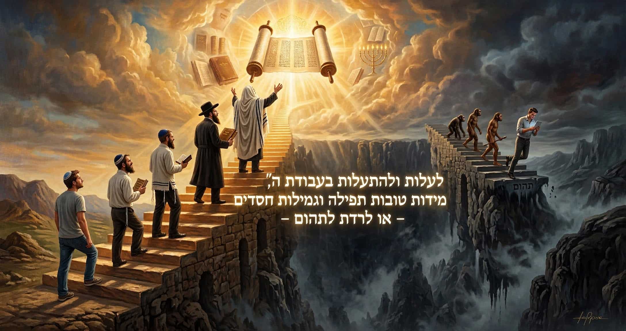 להתעלות ולעלות בעבודת ה' מידות טובות גמילות חסדים או לרדת לתהום