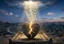 תפילה אחרי פרידה, לב נשבר אור אותיות תפילה, מזבח, רקע של חומות ירושלים