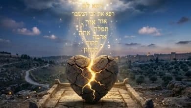 תפילה אחרי פרידה, לב נשבר אור אותיות תפילה, מזבח, רקע של חומות ירושלים
